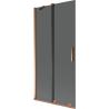 Mexen Velar 2-delige schuifbare badkamerscherm 95 x 150 cm, grafiet, roze goud - 896-095-000-41-60