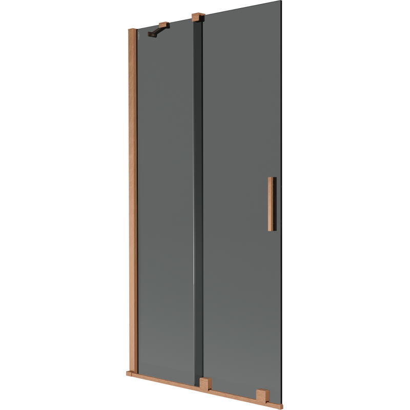 Mexen Velar Badewannenfaltwand 2-flügelig, verschiebbar 95 x 150 cm, grafit, gebürstetes Kupfer - 896-095-000-41-65