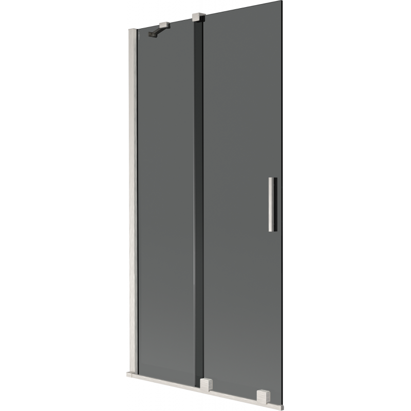 Mexen Velar tvådelad duschskärm med skjutdörr 95 x 150 cm, grafit, borstad nickel - 896-095-000-41-97