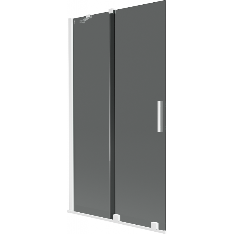 Mexen Velar Badewannenabtrennung 2-flügelig verschiebbar 100 x 150 cm, Graphit, Weiß - 896-100-000-41-20