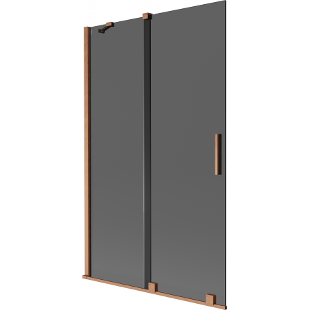 Mexen Velar Badewannenabtrennung 2-flügelig verschiebbar 110 x 150 cm, Graphit, gebürstetes Kupfer - 896-110-000-41-65