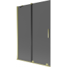 Mexen Velar paravento per vasca da bagno a 2 ante scorrevoli 120 x 150 cm, grafite, oro - 896-120-000-41-50