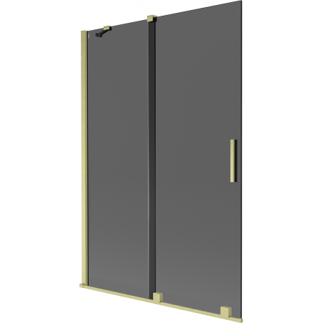 Mexen Velar 2-flügelige verschiebbare Badewannenwand 120 x 150 cm, Graphit, gebürstetes Gold - 896-120-000-41-55