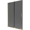 Mexen Velar 2-flügelige verschiebbare Badewannenwand 120 x 150 cm, Graphit, gebürstetes Gold - 896-120-000-41-55