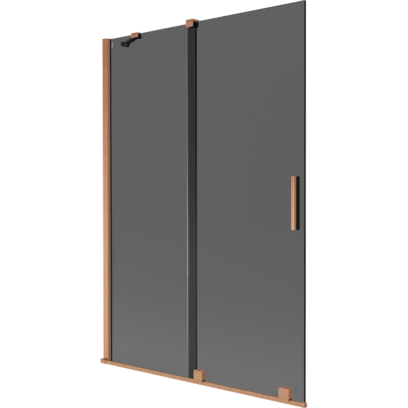 Mexen Velar Badewannenfaltschirm 2-flügelig, verschiebbar 120 x 150 cm, Graphit, gebürstetes Kupfer - 896-120-000-41-65