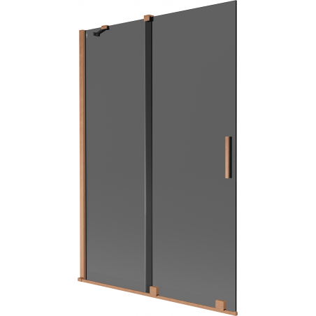 Mexen Velar Badewannenfaltschirm 2-flügelig, verschiebbar 120 x 150 cm, Graphit, gebürstetes Kupfer - 896-120-000-41-65
