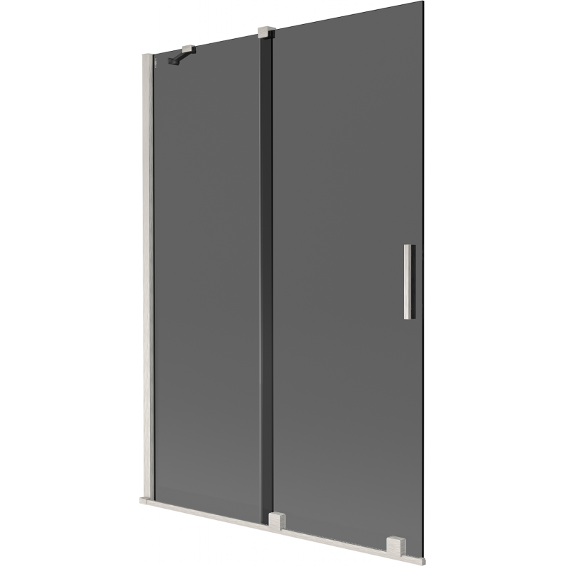 Mexen Velar zweiflügelige verschiebbare Badewannenabtrennung 120 x 150 cm, Graphit, gebürsteter Nickel - 896-120-000-41-97