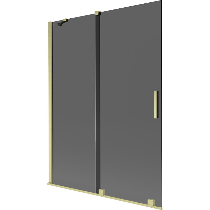 Mexen Velar dvoslojni klizni paravan za kadu 130 x 150 cm, grafit, zlatno brušeni - 896-130-000-41-55