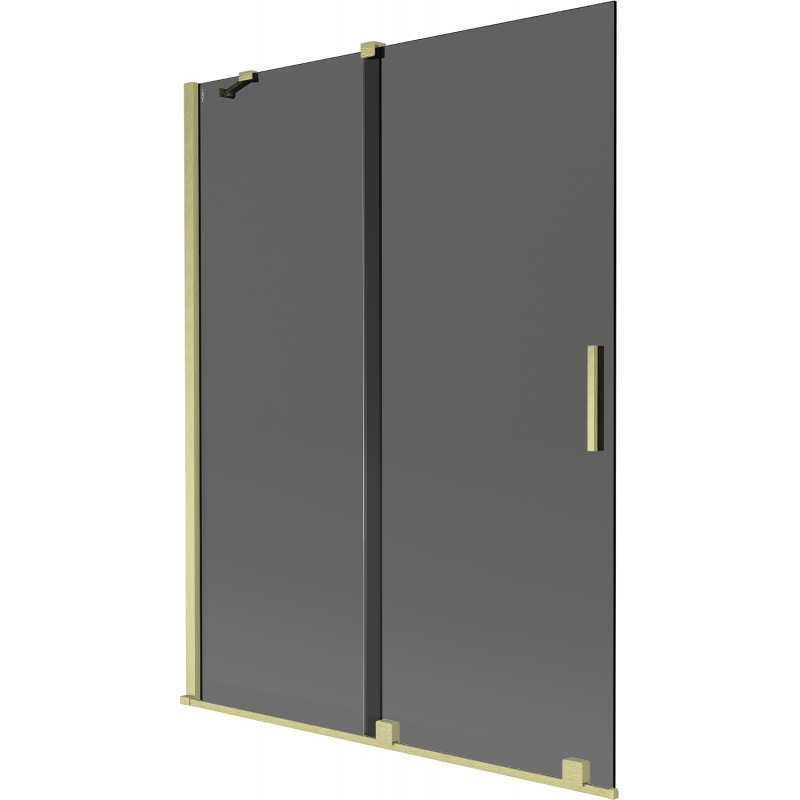 Mexen Velar mampara de ducha 2 alas correderas 130 x 150 cm, grafito, oro cepillado - 896-130-000-41-55