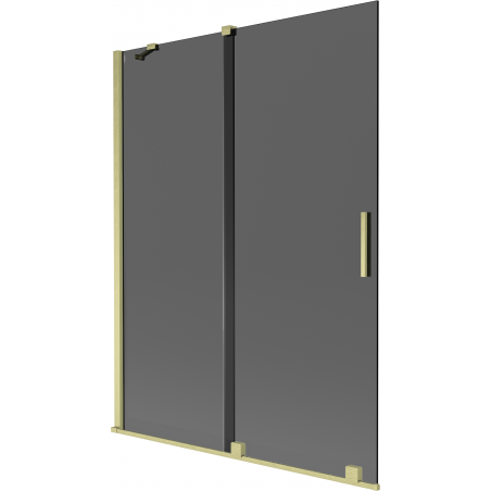 Mexen Velar Duschabtrennung 2-flügelig, verschiebbar 130 x 150 cm, Graphit, gebürstetes Gold - 896-130-000-41-55