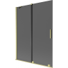 Mexen Velar tvådelad skjutbar duschvägg 130 x 150 cm, grafit, borstad guld - 896-130-000-41-55