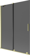 Mexen Velar tvådelad skjutbar duschvägg 130 x 150 cm, grafit, borstad guld - 896-130-000-41-55