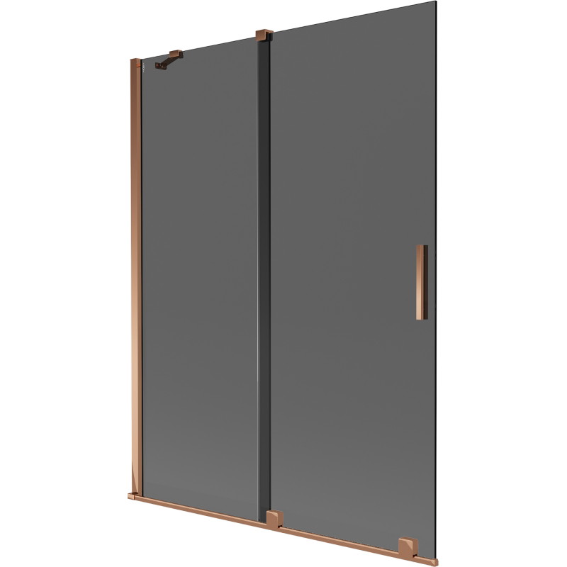 Mexen Velar klizna vrata za tuš s dva krila, klizna 130 x 150 cm, grafit, ružičasto zlato - 896-130-000-41-60