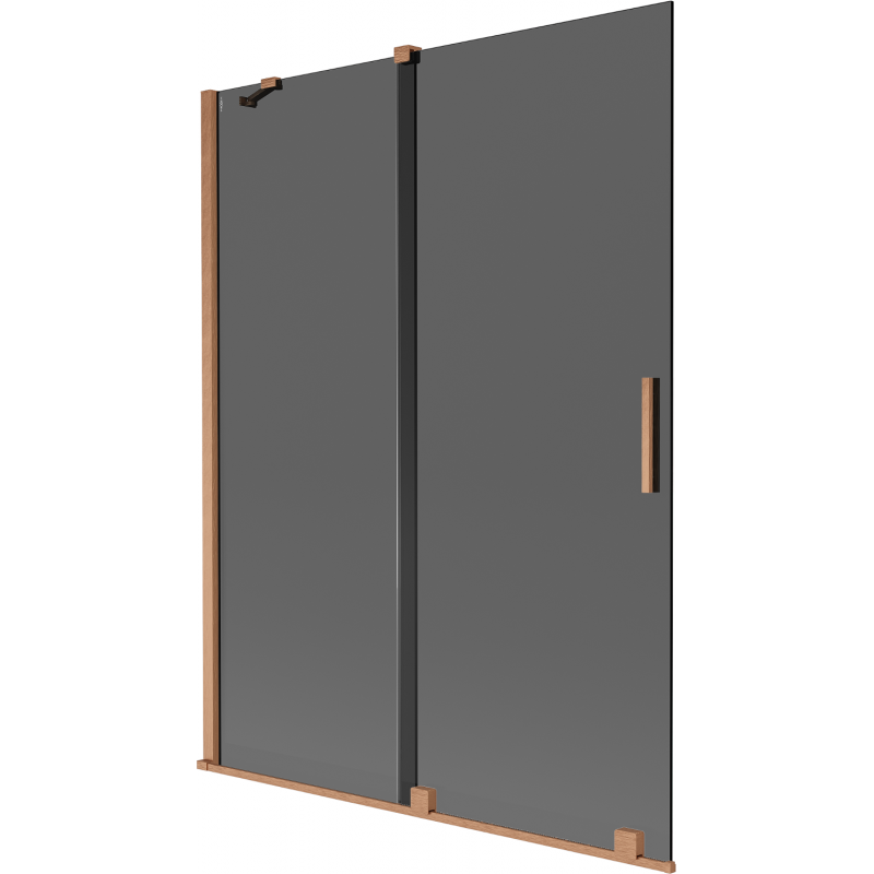 Mexen Velar 2-flügelige, verschiebbare Badewannenabtrennung 130 x 150 cm, grafit, gebürstetes Kupfer - 896-130-000-41-65