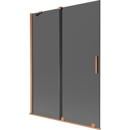 Mexen Velar 2-flügelige, verschiebbare Badewannenabtrennung 130 x 150 cm, grafit, gebürstetes Kupfer - 896-130-000-41-65