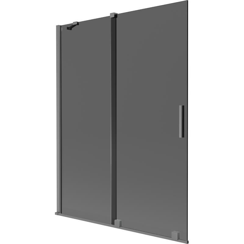 Mexen Velar badscherm met 2 zijdelingse schuifdeuren 130 x 150 cm, grafiet, gun metal - 896-130-000-41-95