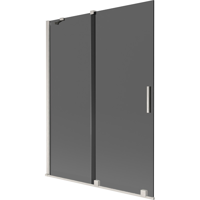 Mexen Velar dvodijelna klizna tuš pregrada 130 x 150 cm, grafit, brušeni nikal - 896-130-000-41-97