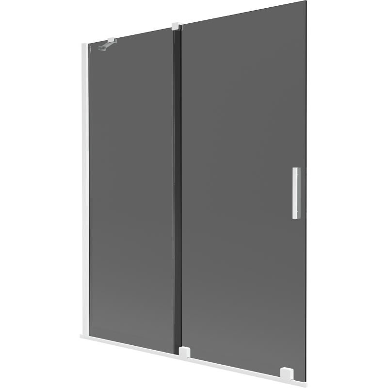 Mexen Velar badwand 2-delig schuifbaar 140 x 150 cm, grafiet, wit - 896-140-000-41-20