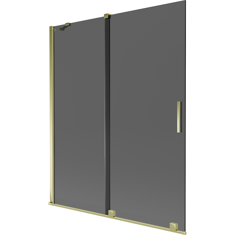 Mexen Velar divisória de banho de 2 painéis deslizantes 140 x 150 cm, grafite, dourado - 896-140-000-41-50