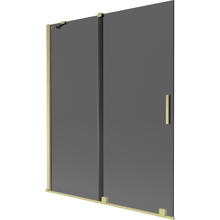 Mexen Velar badwand 2-vleugelige schuifdeur 140 x 150 cm, grafiet, goud geborsteld - 896-140-000-41-55