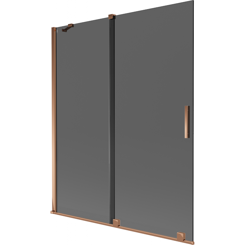 Mexen Velar paratia per vasca da bagno a 2 ante scorrevoli 140 x 150 cm, grafite, oro rosa - 896-140-000-41-60