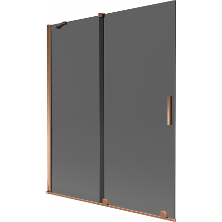 Mexen Velar 2-flügelige, verschiebbare Badewannenabtrennung 140 x 150 cm, grafit, Roségold - 896-140-000-41-60