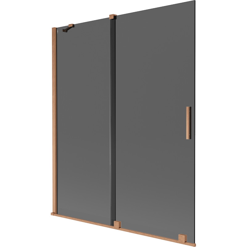 Mexen Velar twee-delige verschuifbare badscherm 140 x 150 cm, grafiet, geborsteld koper - 896-140-000-41-65