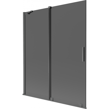 Mexen Velar Duschabtrennung 2-flügelig verschiebbar 140 x 150 cm, Graphit, gebürstetes Gun Gray - 896-140-000-41-66