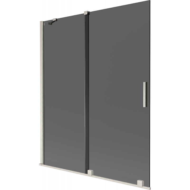 Mexen Velar Badewannenfaltwand, 2-flügelig, 140 x 150 cm, Graphit, gebürsteter Nickel - 896-140-000-41-97