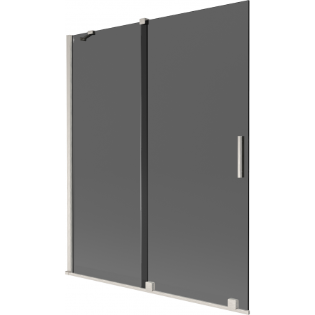 Mexen Velar Badewannenfaltwand, 2-flügelig, 140 x 150 cm, Graphit, gebürsteter Nickel - 896-140-000-41-97