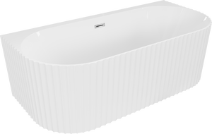 Mexen Sella vrijstaand inbouw ligbad met ribbels 150 x 75 cm, glanzend wit, chroom overloop - 52711507500-01