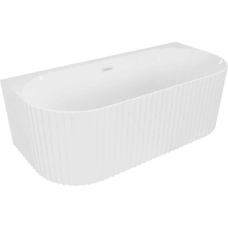 Mexen Sella baignoire autoportante à adosser cannelée 150 x 75 cm, blanc brillant, trop-plein blanc - 52711507500-20