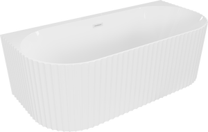 Mexen Sella freistehende wandnahe gerillte Badewanne 150 x 75 cm, weiß glänzend, weißer Überlauf - 52711507500-20