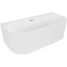 Mexen Sella freestanding ribbed back-to-wall bathtub 150 x 75 cm, white gloss, gold overflow - 52711507500-50