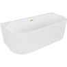 Mexen Sella freestanding wall-adjacent ribbed bathtub 150 x 75 cm, white gloss, gold brushed overflow - 52711507500-55