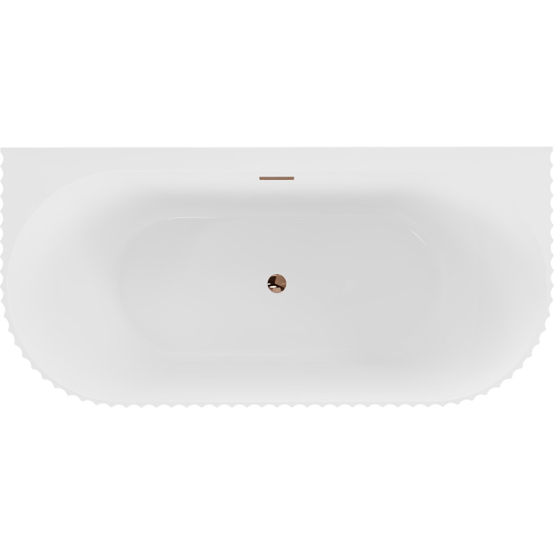 Mexen Sella vann vaba-seisev, seinale kinnitatav, rihveldatud, 150 x 75 cm, valge läige, ülevool roosa kuld - 52711507500-60