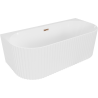 Mexen Sella freestanding back-to-wall fluted bathtub 150 x 75 cm, white gloss, overflow rose gold - 52711507500-60