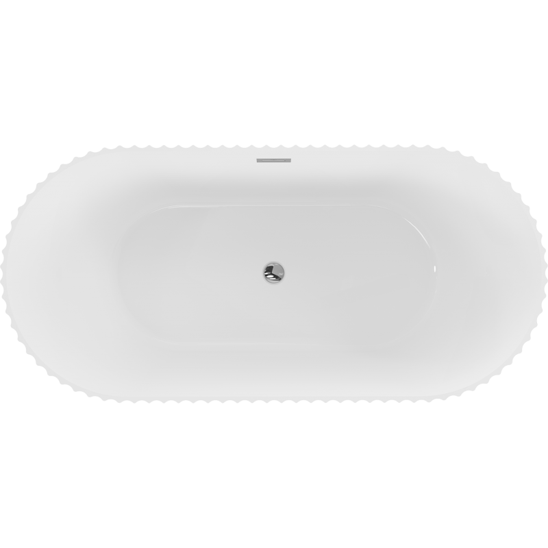 Mexen Paola freestanding fluted bath 150 x 75 cm, white gloss, chrome overflow - 52721507500-01