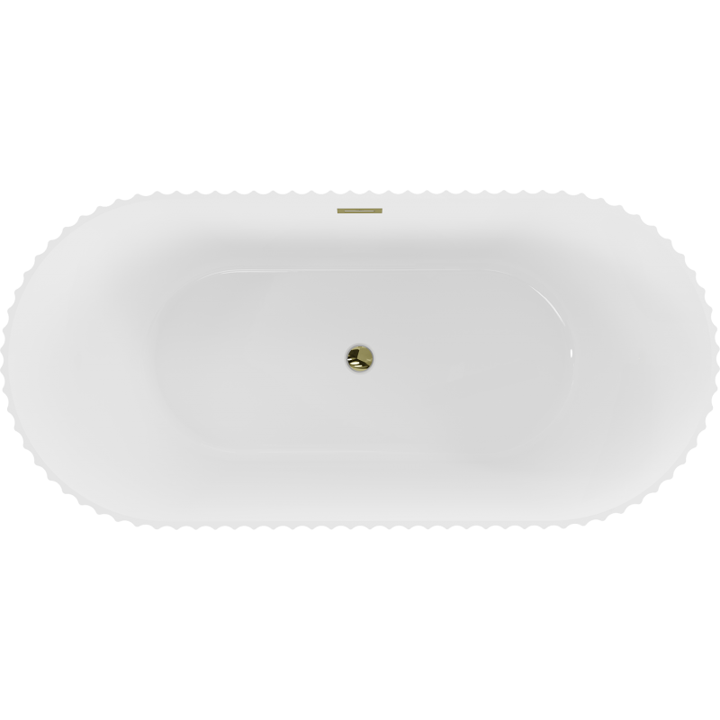 Mexen Paola banheira independente com canelura 150 x 75 cm, branco brilhante, extravasor dourado - 52721507500-50