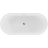 Mexen Paola freistehende geriffelte Badewanne 150 x 75 cm, weiß glänzend, Überlauf gold - 52721507500-50