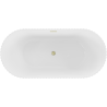 Mexen Paola freestanding fluted bath 150 x 75 cm, white gloss, brushed gold overflow - 52721507500-55