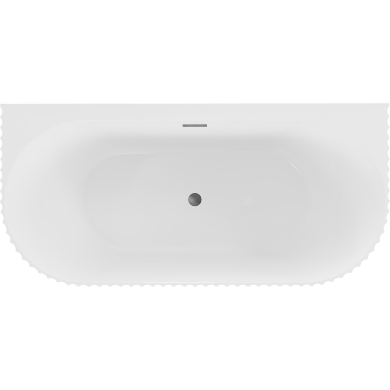 Mexen Sella Free-standing Wall-adjacent Ribbed Bathtub 150 x 75 cm, White Gloss, Gun Metal Overflow - 52711507500-95
