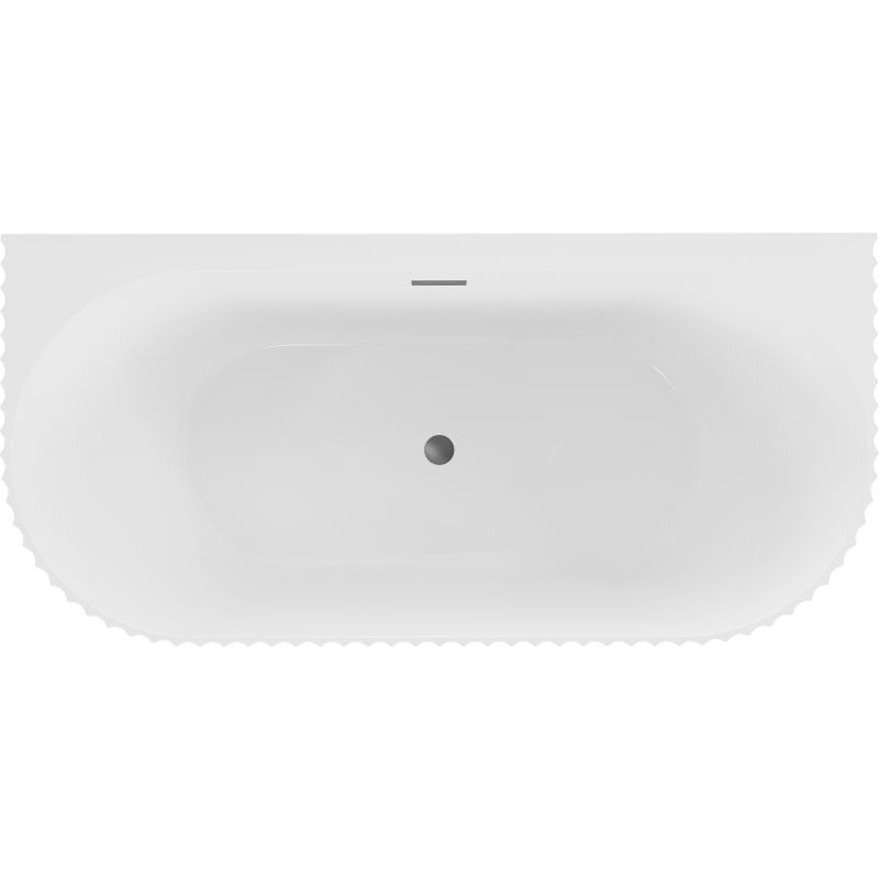 Mexen Sella fristående väggnära räfflat badkar 150 x 75 cm, vit glans, överflöd gun metal - 52711507500-95