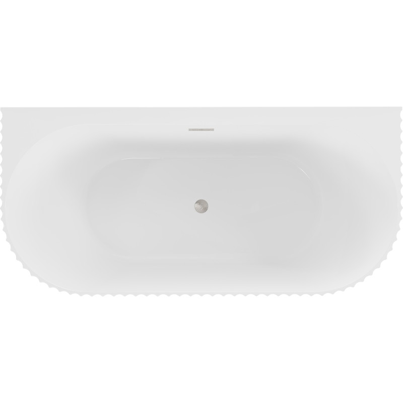 Mexen Sella freistehende Rillenbadewanne 150 x 75 cm, weiße Glanz, Überlauf gebürsteter Nickel - 52711507500-97