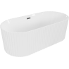 Mexen Paola freestanding ribbed bathtub 150 x 75 cm, white gloss, brushed gun gray overflow - 52721507500-66
