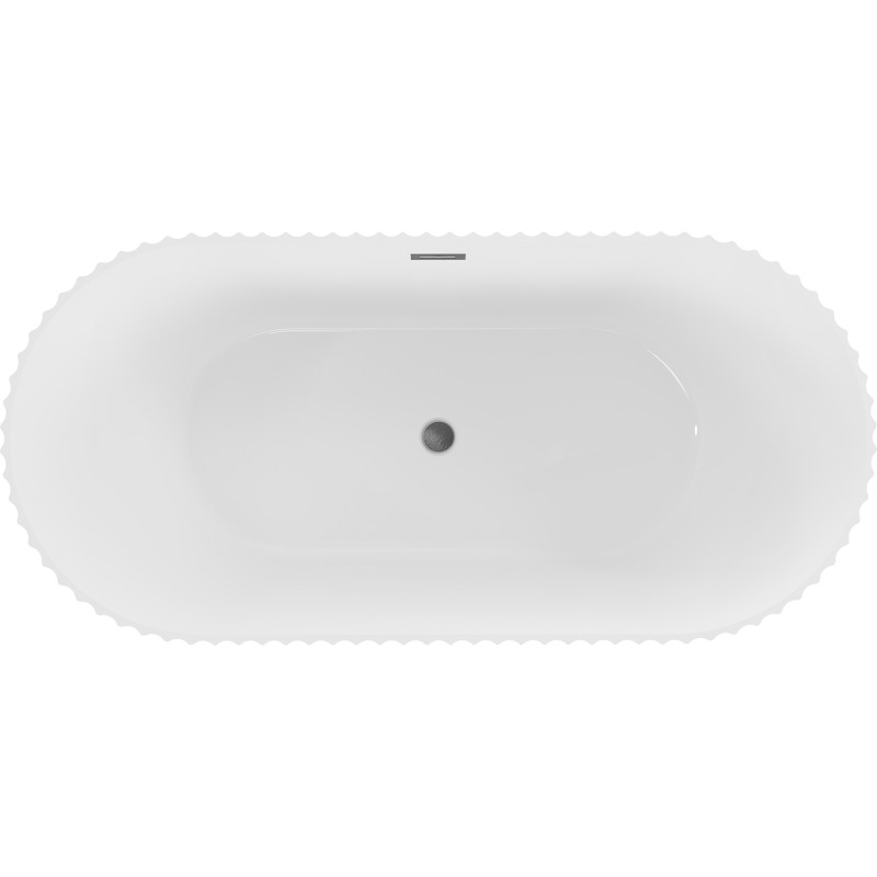 Mexen Paola vapaasti seisova kylpyamme, uritettu 150 x 75 cm, valkoinen kiilto, ylivuoto gun gray harjattu - 52721507500-66