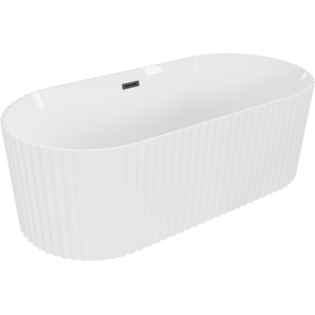Mexen Paola freestanding fluted bathtub 150 x 75 cm, white gloss, black overflow - 52721507500-70