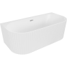 Mexen Sella freistehende, wandmontierte gerillte Badewanne 150 x 75 cm, mattweiß, Überlauf chrom - 52711507501-01