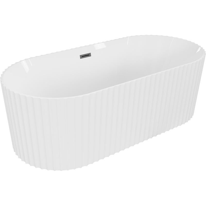 Mexen Paola vapaasti seisova uurrettu kylpyamme 150 x 75 cm, valkoinen kiiltävä, gun metal ylivuoto - 52721507500-95