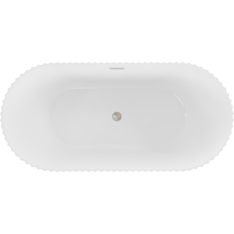 Mexen Paola fristående räfflat badkar 150 x 75 cm, vit glans, borstad nickelöverrinning - 52721507500-97